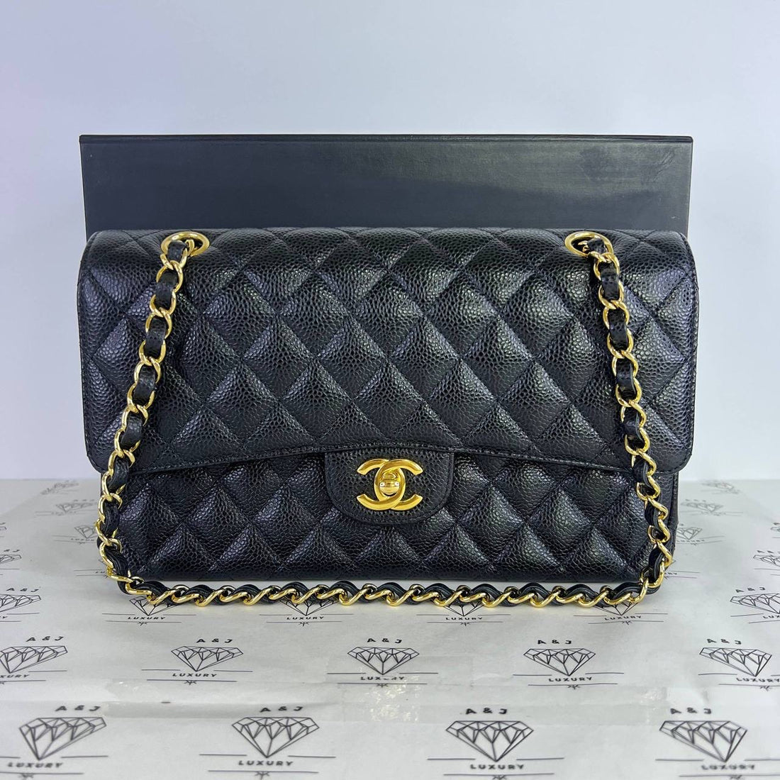 [PRE LOVED] Chanel Classic Medium Double Flap in Black Caviar Leather GHW (Series 28)