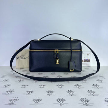 [PRE LOVED] Loro Piana L27 Extra Bag in Navy Blue Grained Calfskin Leather GHW