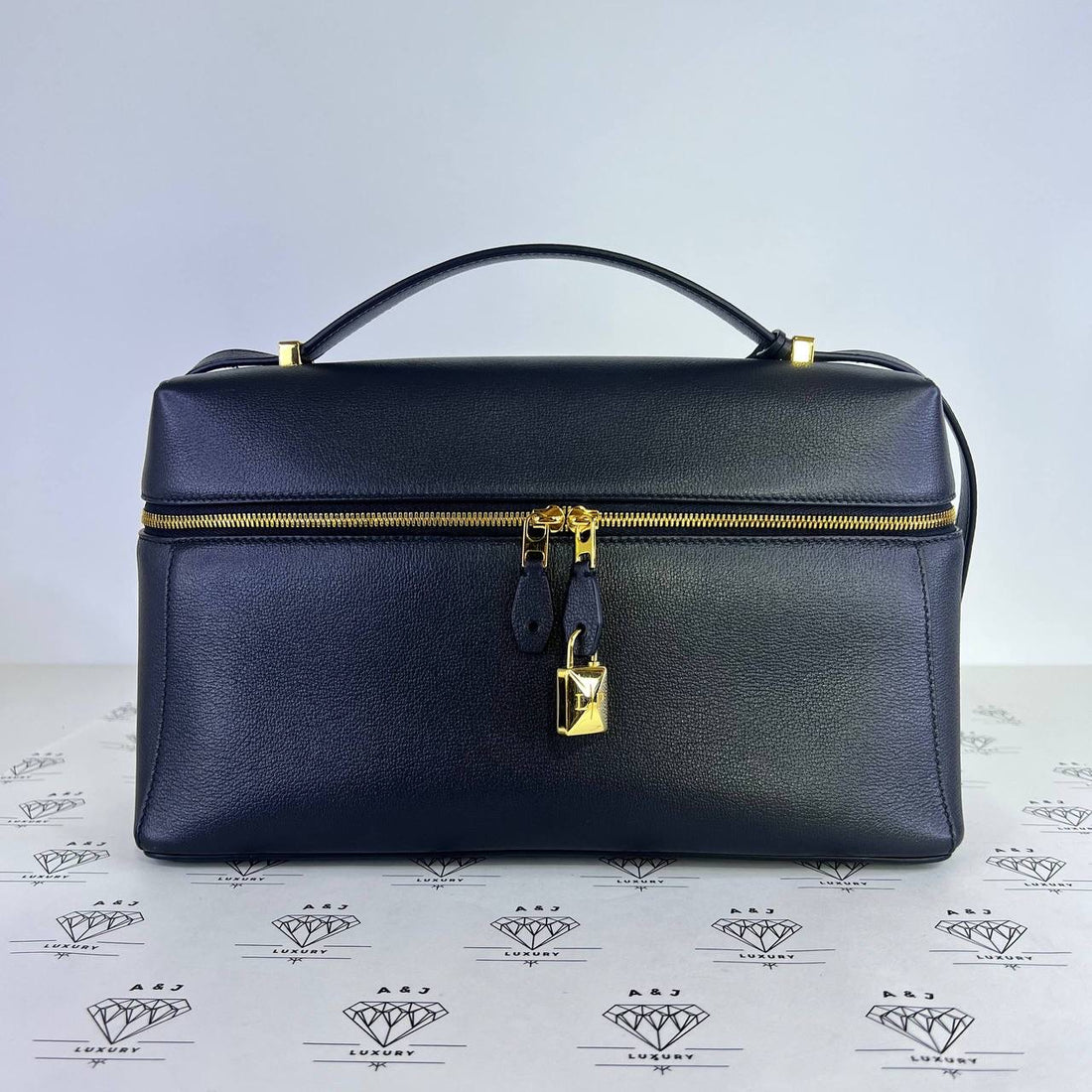 [PRE LOVED] Loro Piana L27 Extra Bag in Navy Blue Grained Calfskin Leather GHW