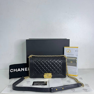[PRE LOVED] Chanel Old Medium Leboy in Black Lambskin GHW (Seriee 23)