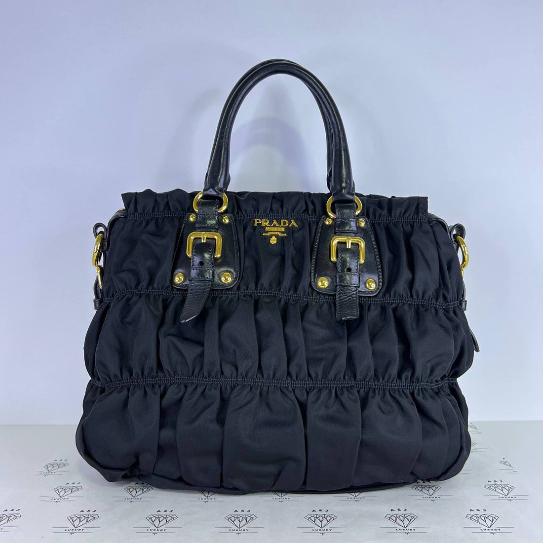 [PRE LOVED] Prada BN1336 Tessuto Gaufre in Black GHW