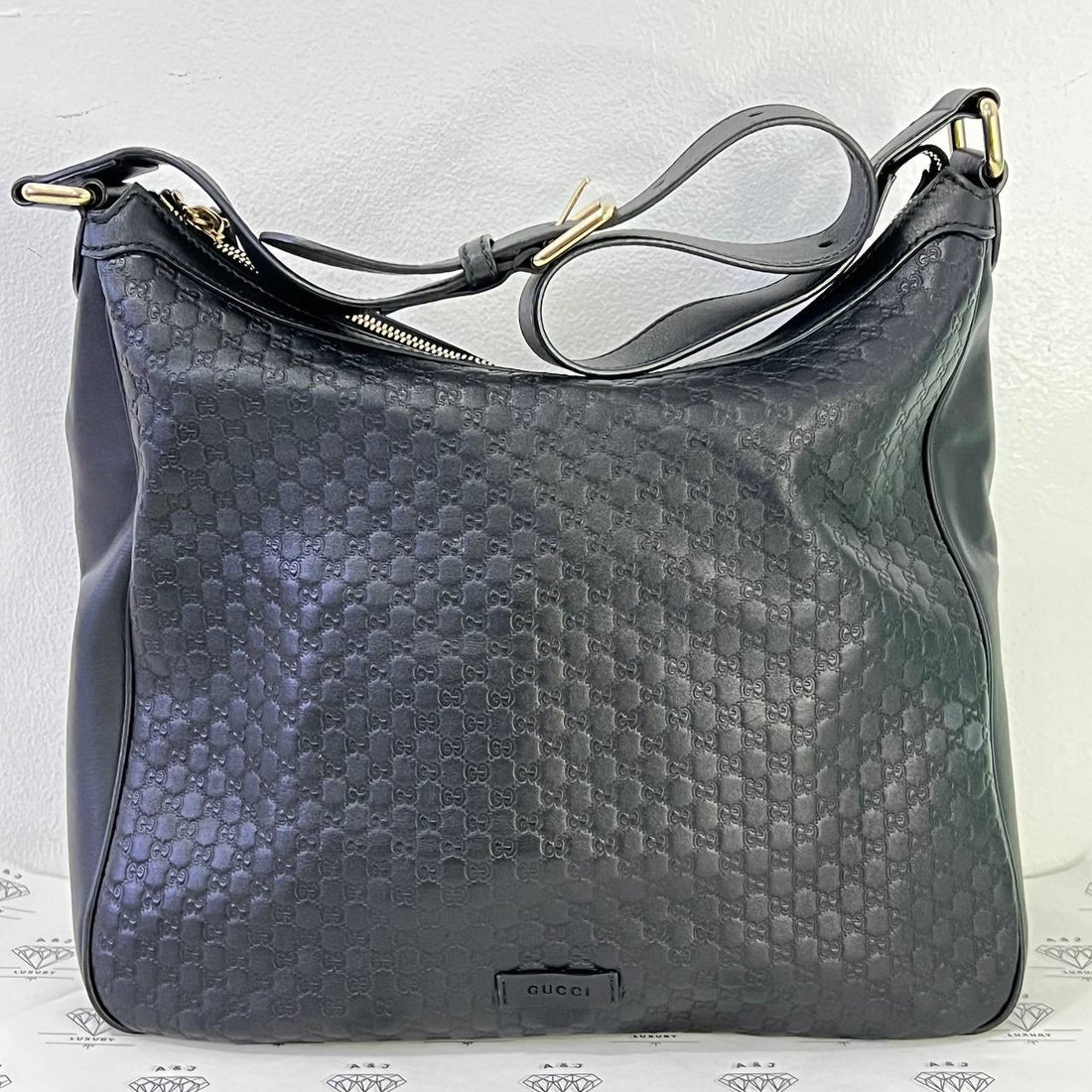 [PRE LOVED] Gucci Microguccissima Hobo Bag in Black GHW