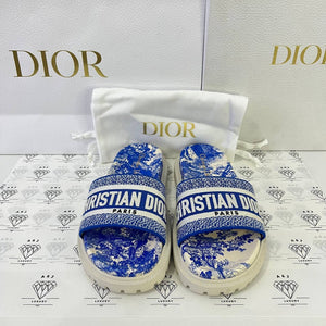 [PRE LOVED] Christian Dior Platform Sandals in Blue Toil De Juoy Size 36.5