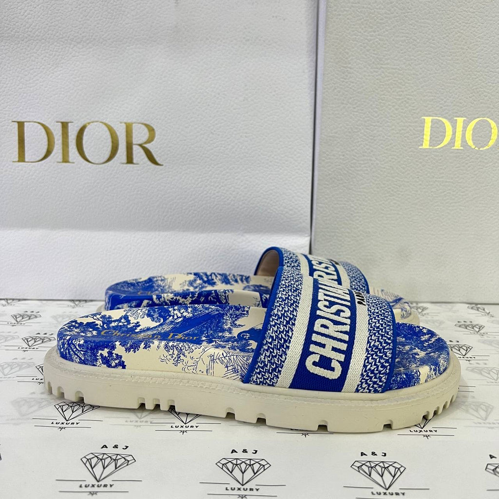 [PRE LOVED] Christian Dior Platform Sandals in Blue Toil De Juoy Size 36.5