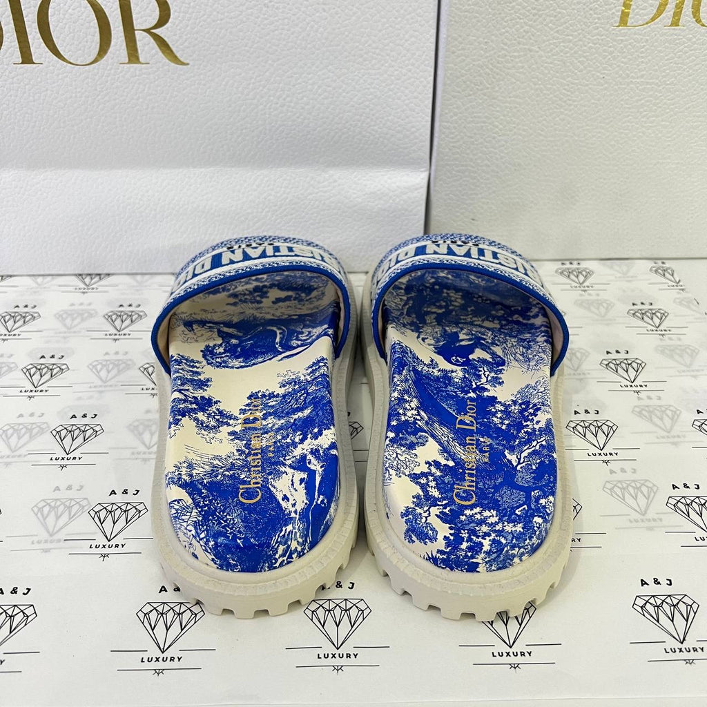 [PRE LOVED] Christian Dior Platform Sandals in Blue Toil De Juoy Size 36.5