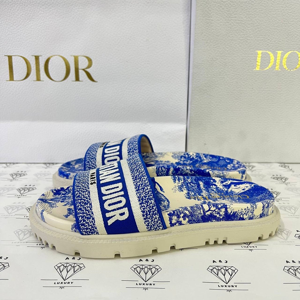 [PRE LOVED] Christian Dior Platform Sandals in Blue Toil De Juoy Size 36.5