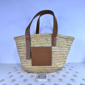 [PRE LOVED] Loewe Raffia Basket Tote in Tan