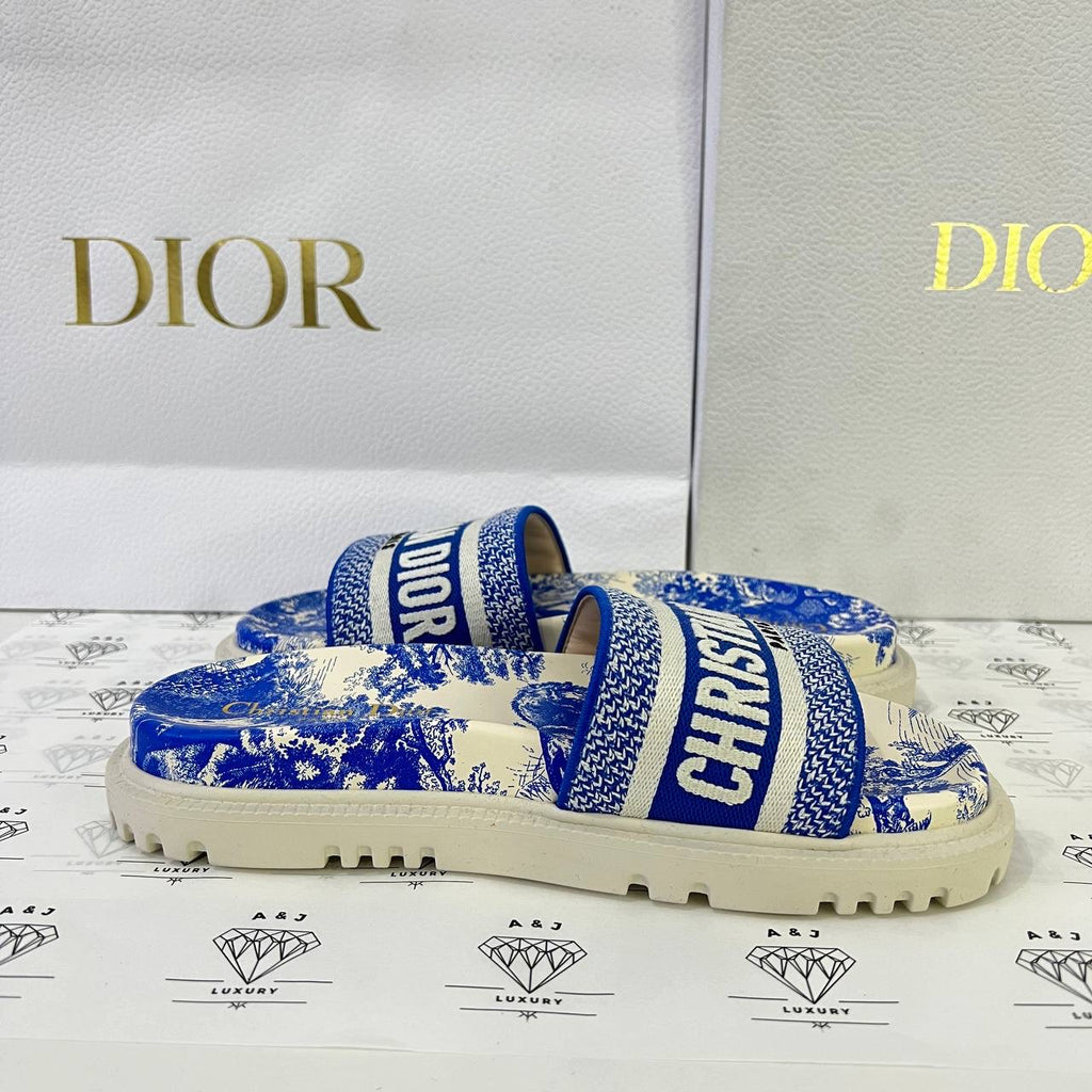 [PRE LOVED] Christian Dior Platform Sandals in Blue Toil De Juoy Size 36.5