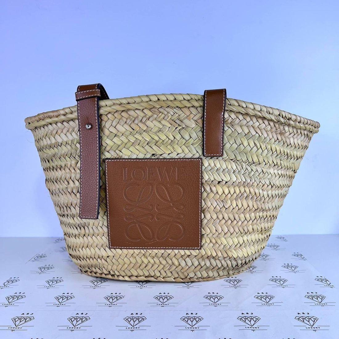 [PRE LOVED] Loewe Raffia Basket Tote in Tan