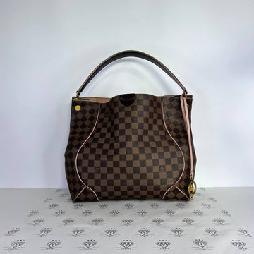 [PRE LOVED] Louis Vuitton Caissa Hobo Bag in Damier Ebene Canvass Rose Ballerine interior (SR0177)