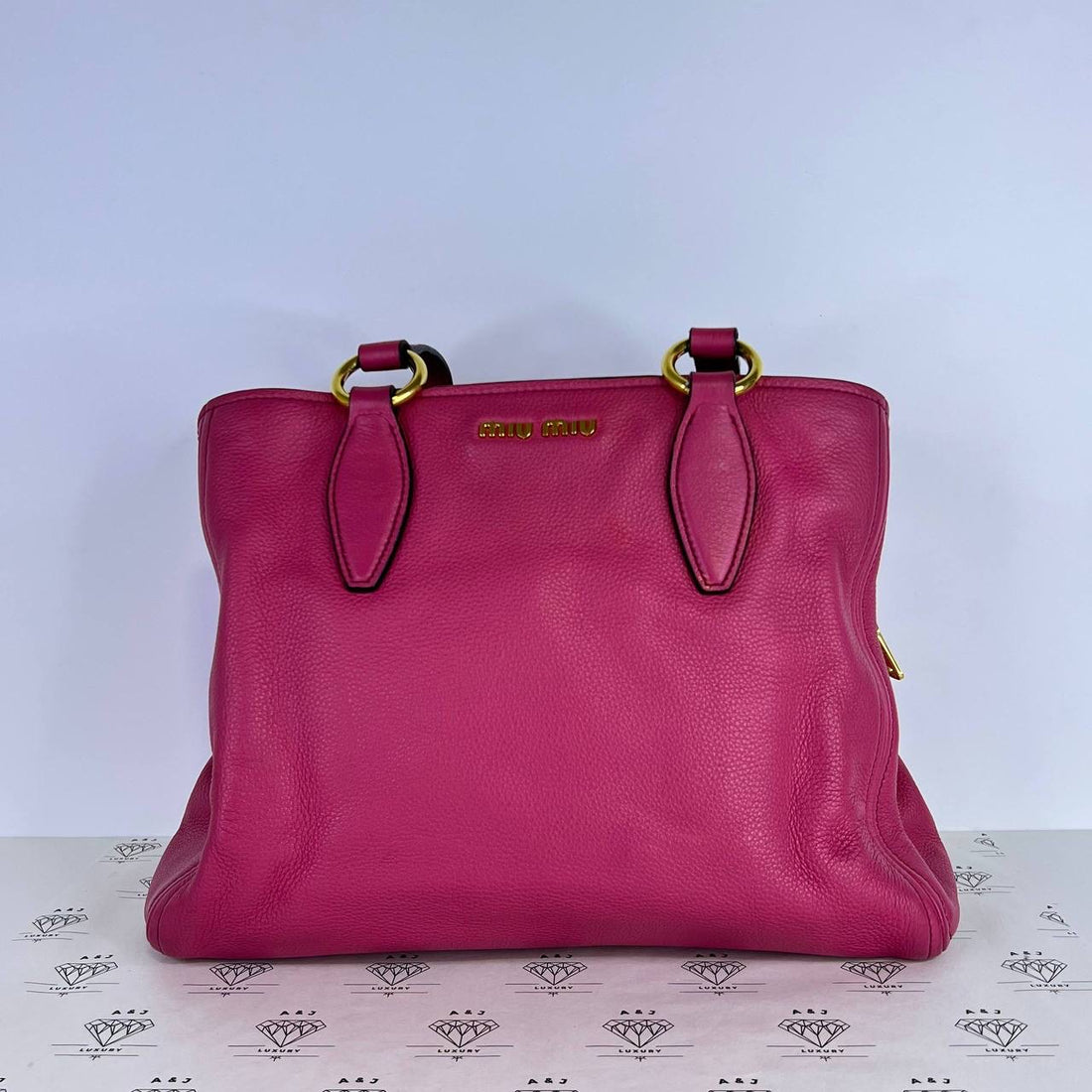[PRE LOVED] Miu Miu RR1945 Two Way Tote in Peonia Vitello Daino Leather GHW