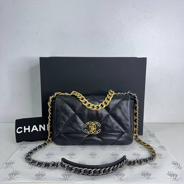 [PRE LOVED] Chanel Small C19 in Black Lambskin Leather Gold/Ruthenium/Silver HW (microchipped)
