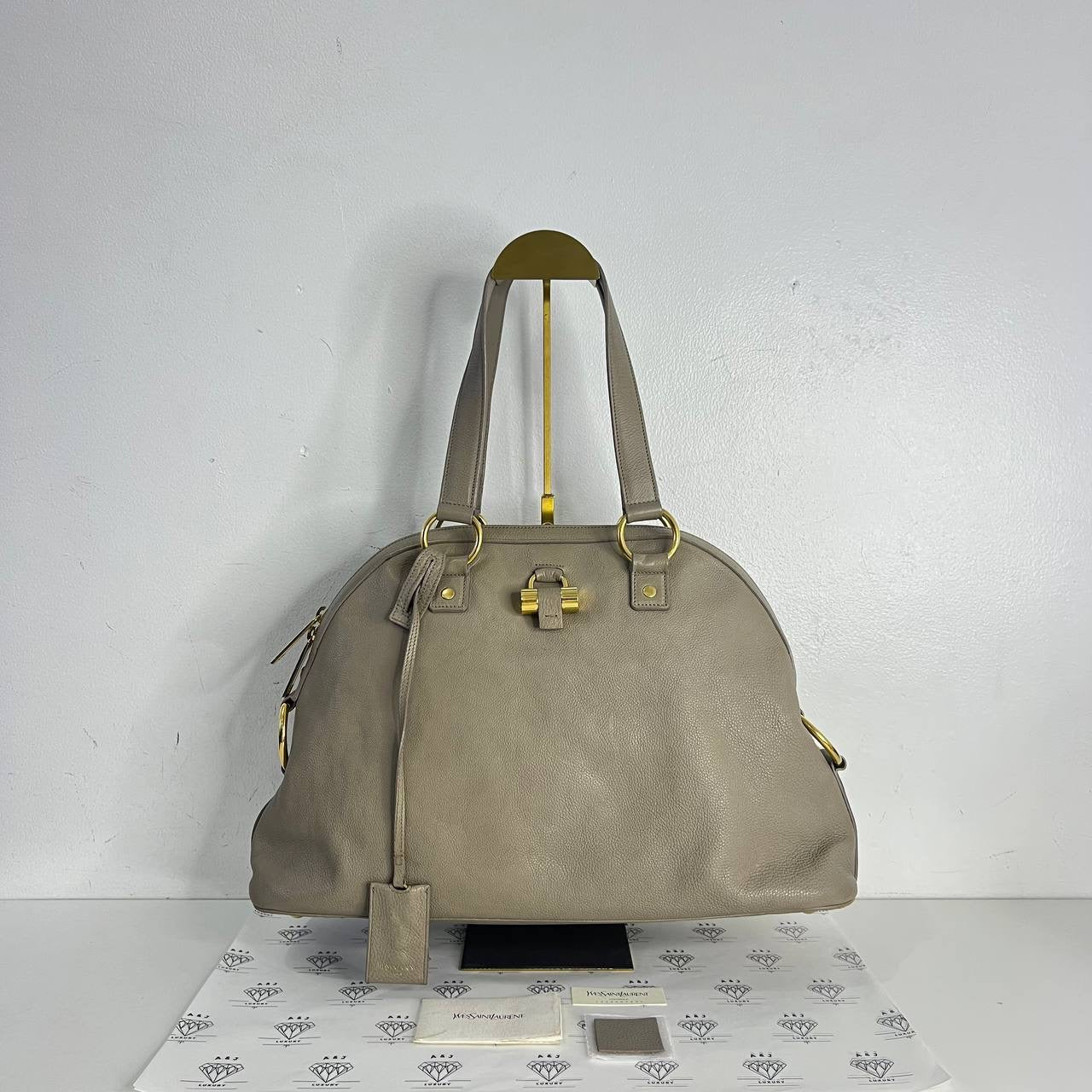[PRE LOVED] YSL Small Muse Handbag in Gray Calfskin GHW