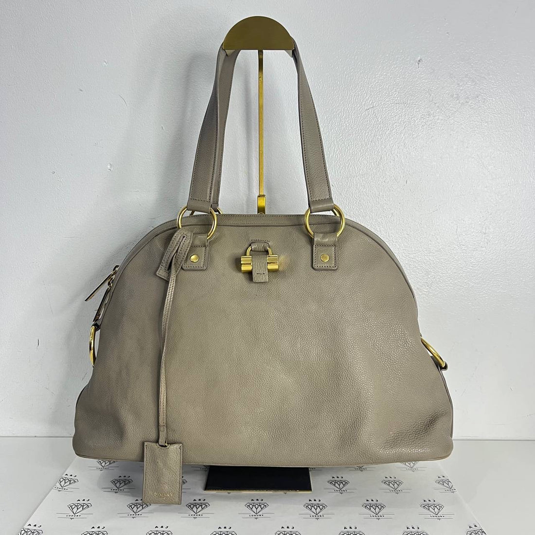[PRE LOVED] YSL Small Muse Handbag in Gray Calfskin GHW
