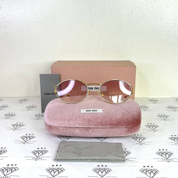 [PRE LOVED] Miu Miu Vertical Logo Oval Sunglasses in Pink