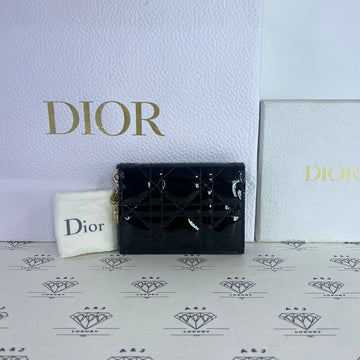 [PRE LOVED] Christian Dior Bloom Cardholder in Black Patent Leather GHW (2018)