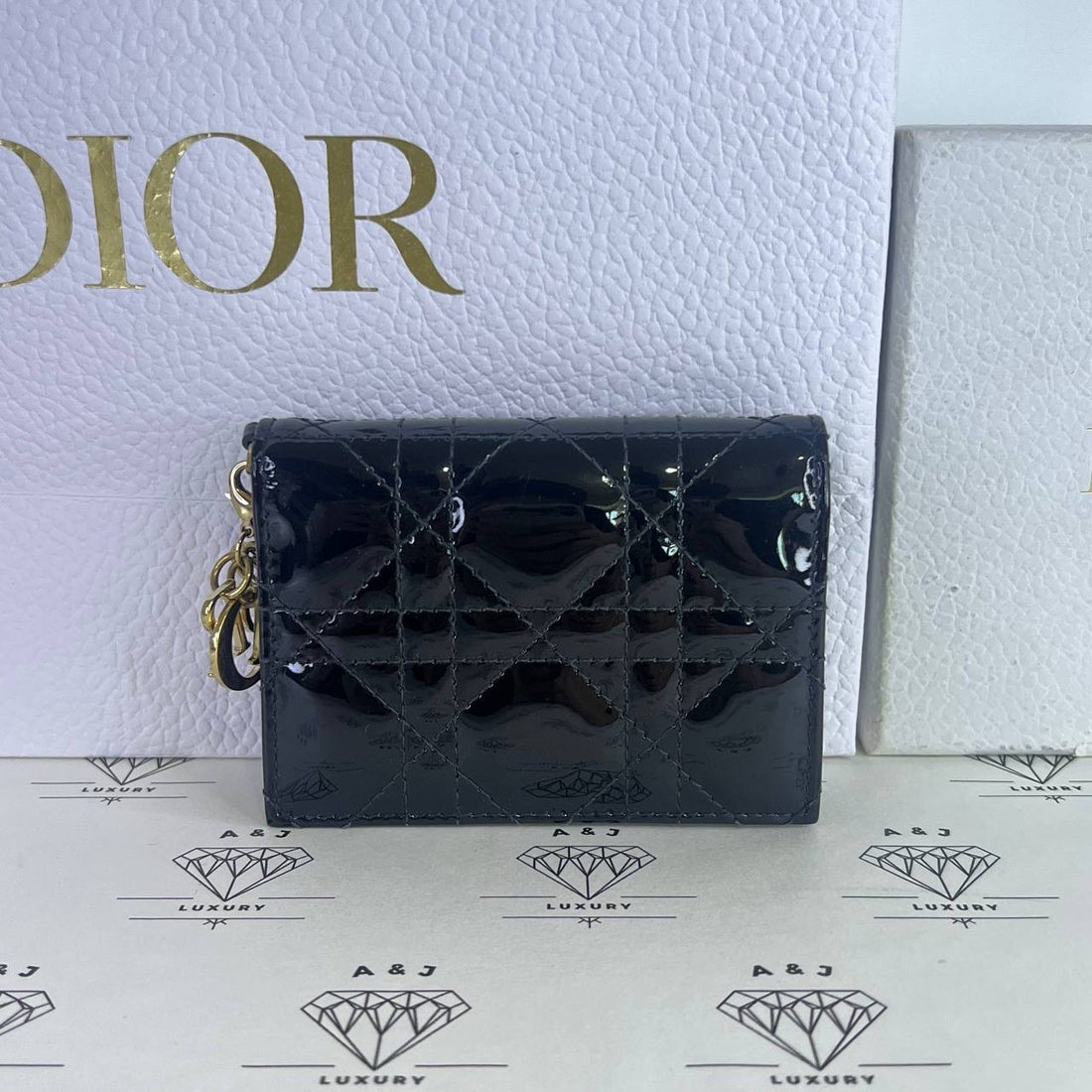 [PRE LOVED] Christian Dior Bloom Cardholder in Black Patent Leather GHW (2018)