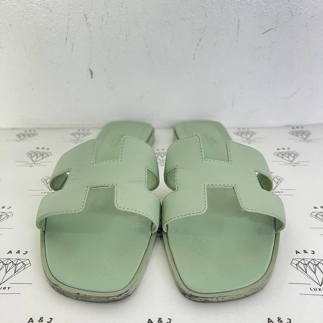 [PRE LOVED] Hermes Oran Sandals in Vert D'eau Size 36.5EU