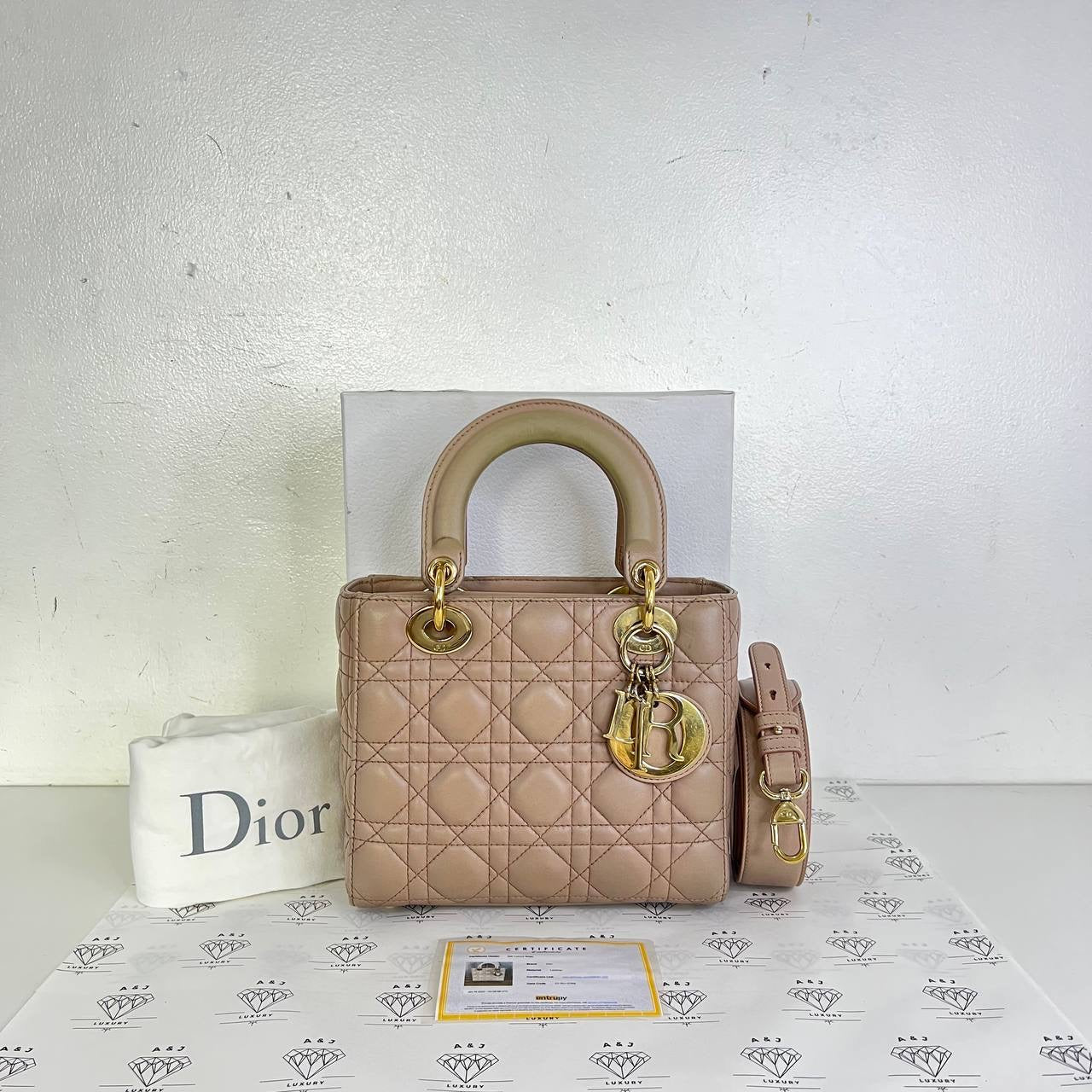 [PRE LOVED] Christian Dior Small Lady D in Nude Cannage Lambskin GHW (2018)