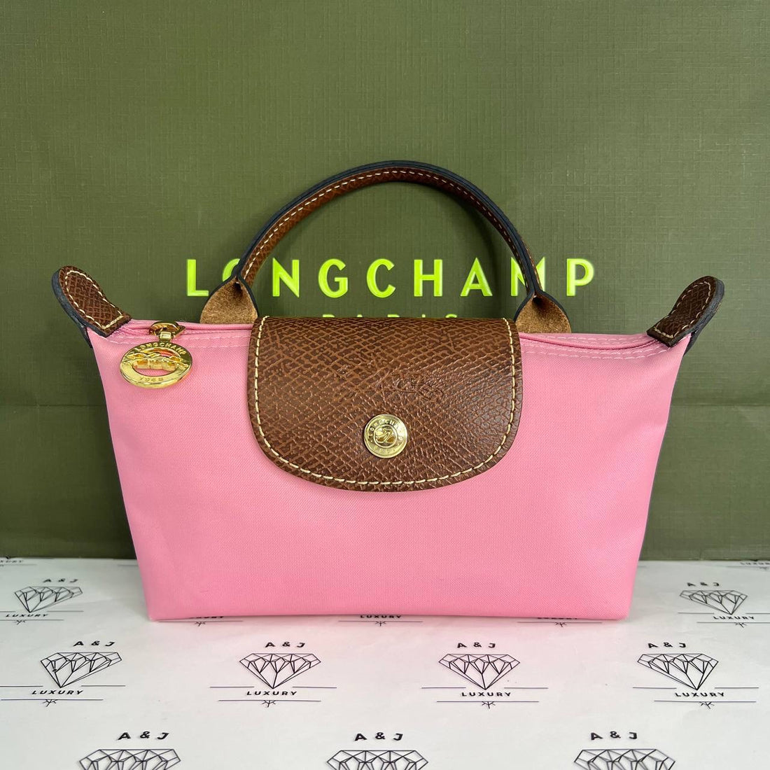 [PRE LOVED] Longchamp Le Pliage Pouch XS in Pink GHW