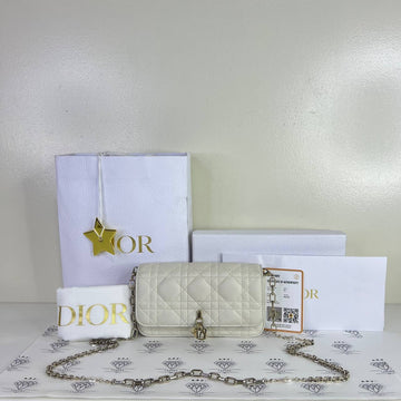 [PRE LOVED] Christian Dior Dior Talk Phone Pouch in Latte Cannage Lambskin GHW (2024)