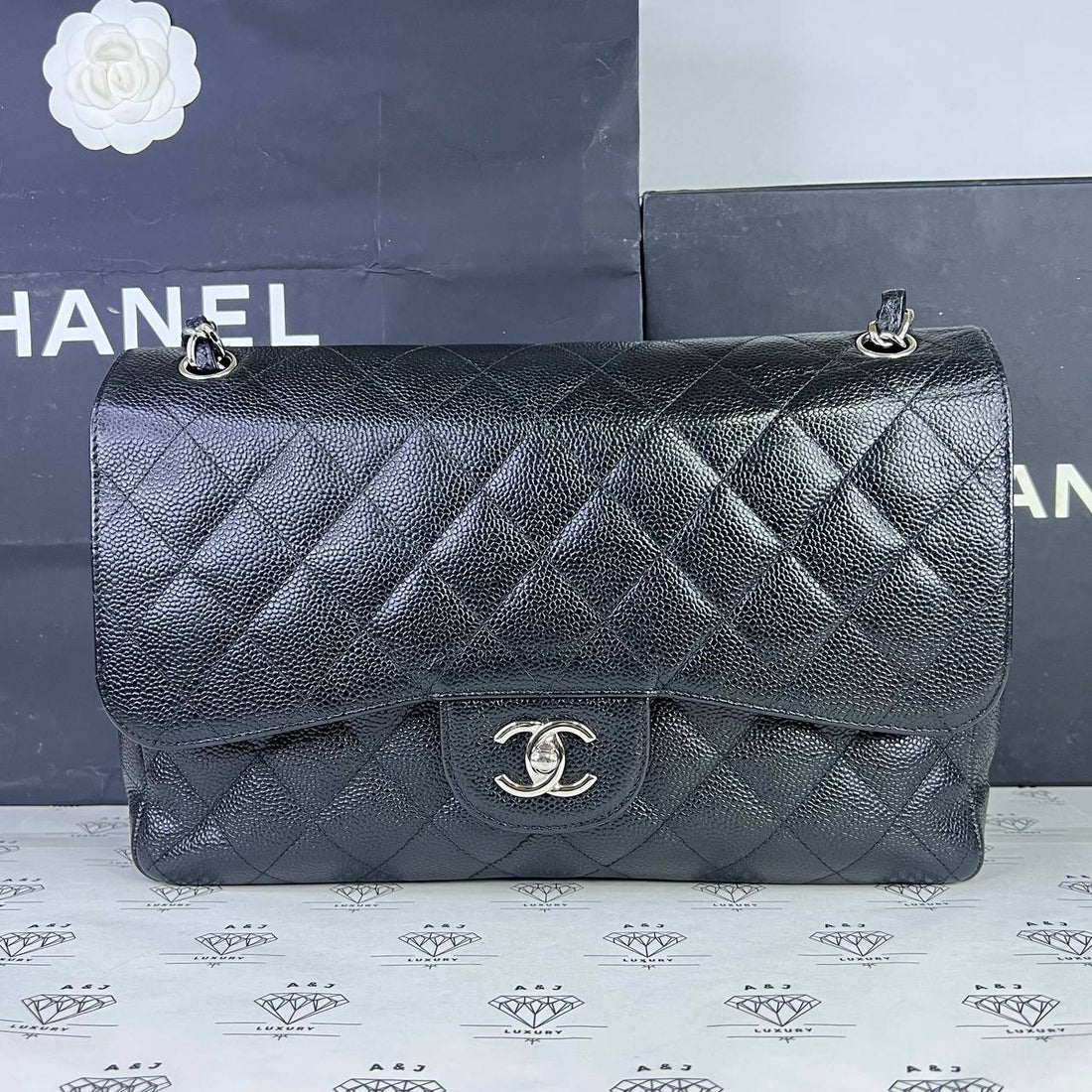 [PRE LOVED] Chanel Classic Jumbo Double Flap in Black Caviar Leather SHW (Series 15)