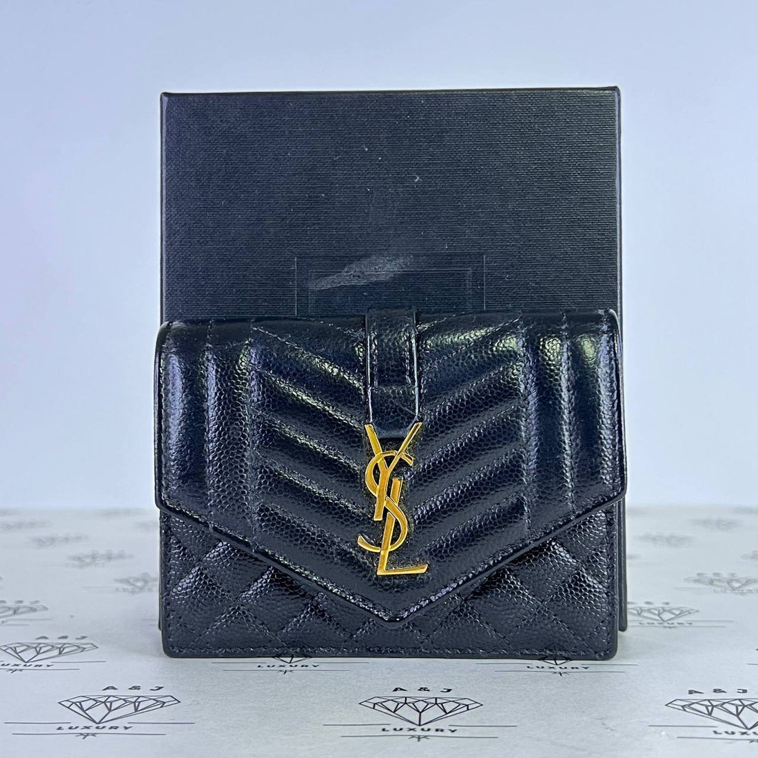 [PRE LOVED] YSL Monogram Flap Cardholder in Black Mix Matelasse Leather GHW (2022)