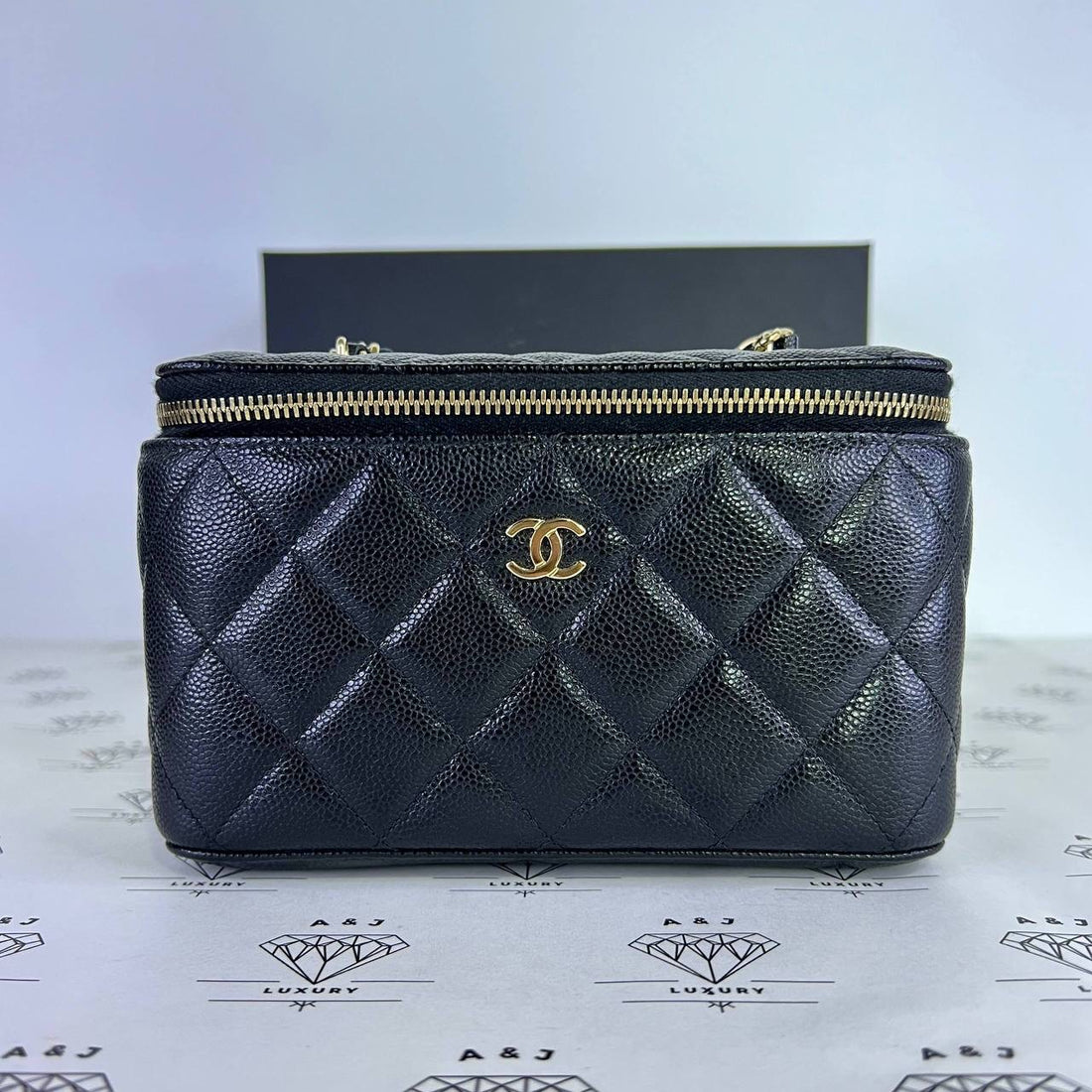 [PRE LOVED] Chanel Vanity in Black Caviar Leather GHW (microchipped)