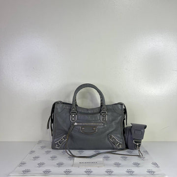 [PRE LOVED] Balenciaga Small City Metallic Edge in Gray SHW