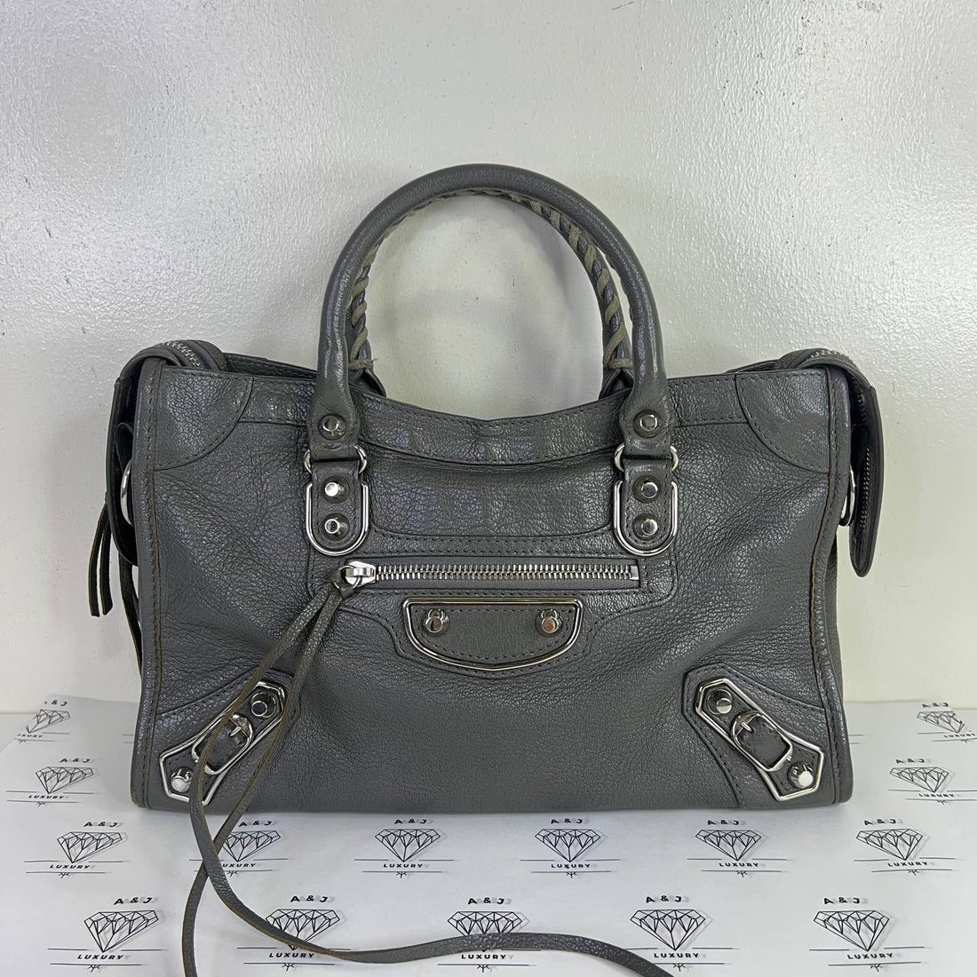 [PRE LOVED] Balenciaga Small City Metallic Edge in Gray SHW