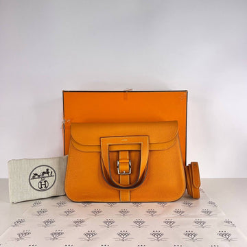 [PRE LOVED] Hermes Halzan 31 in Orange Clemence Leather PHW (Stamp C - 2018)