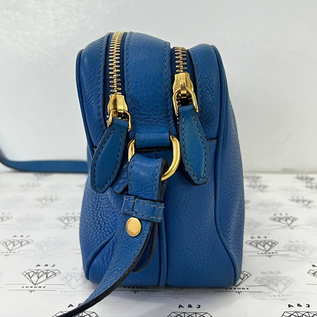 [PRE LOVED] Prada Double Zip in Blue Vitello Phenix Leather GHW