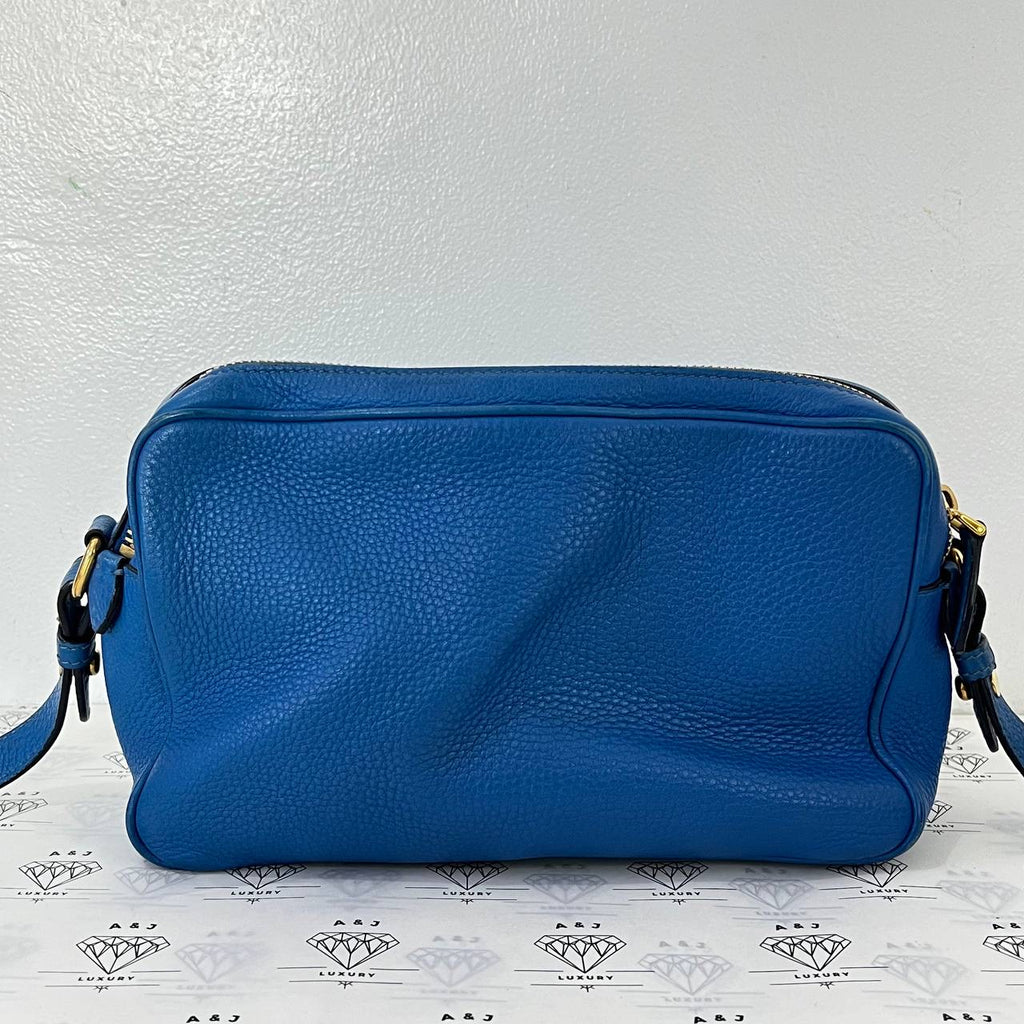 [PRE LOVED] Prada Double Zip in Blue Vitello Phenix Leather GHW