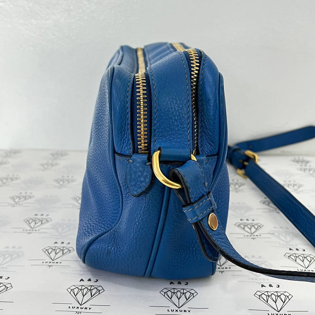 [PRE LOVED] Prada Double Zip in Blue Vitello Phenix Leather GHW