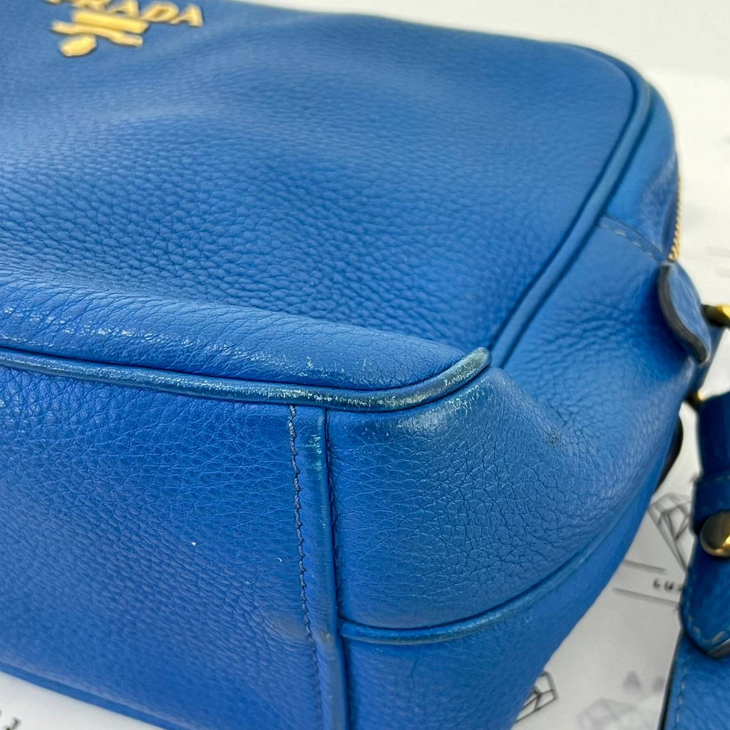 [PRE LOVED] Prada Double Zip in Blue Vitello Phenix Leather GHW