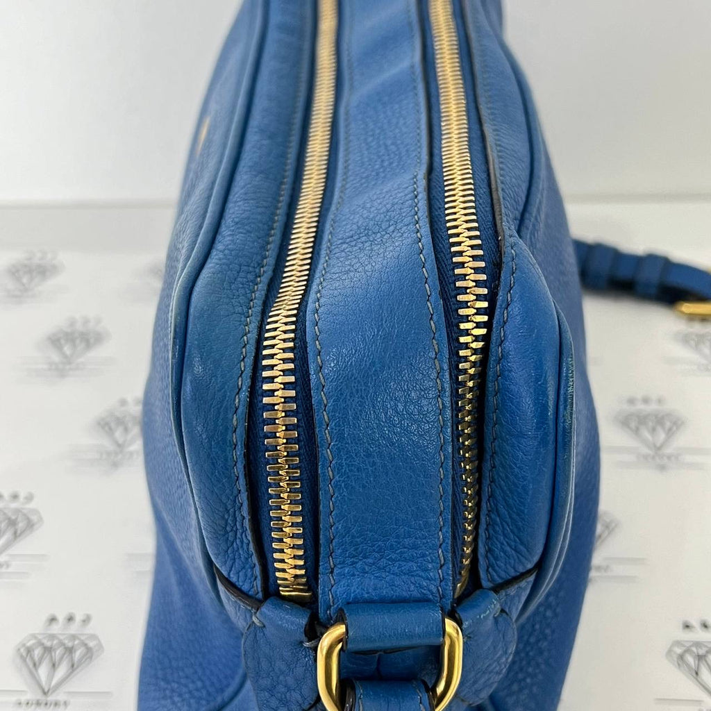 [PRE LOVED] Prada Double Zip in Blue Vitello Phenix Leather GHW