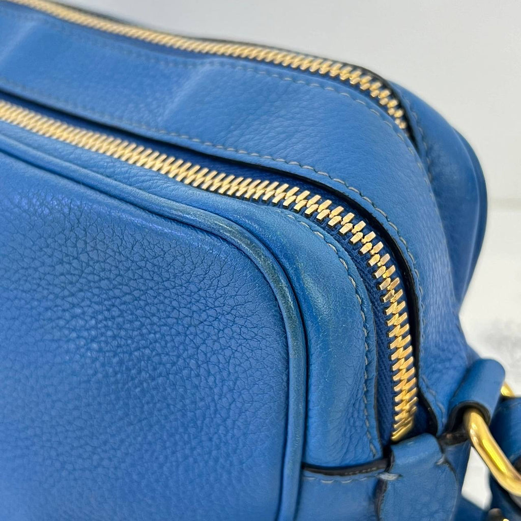 [PRE LOVED] Prada Double Zip in Blue Vitello Phenix Leather GHW