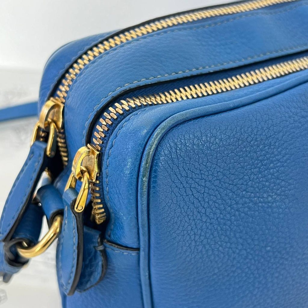 [PRE LOVED] Prada Double Zip in Blue Vitello Phenix Leather GHW