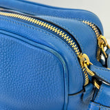 [PRE LOVED] Prada Double Zip in Blue Vitello Phenix Leather GHW