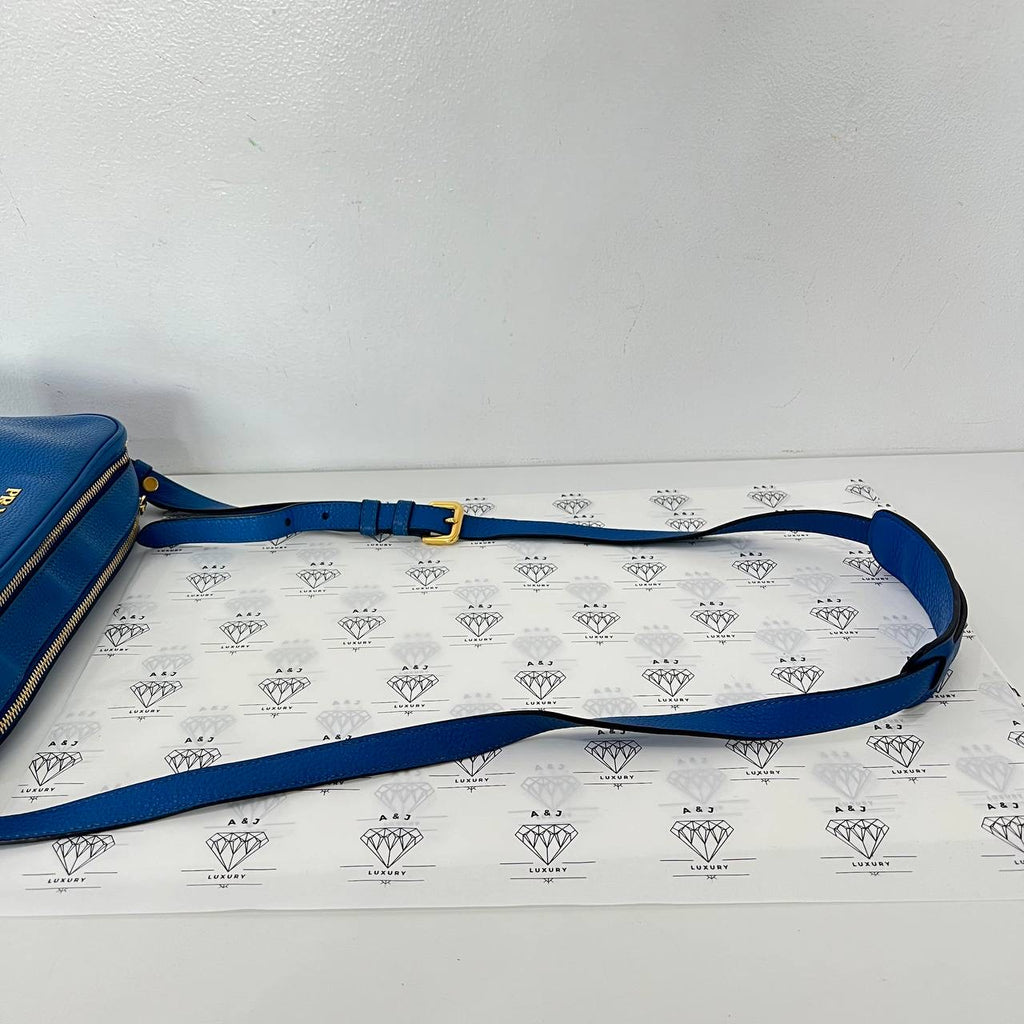 [PRE LOVED] Prada Double Zip in Blue Vitello Phenix Leather GHW