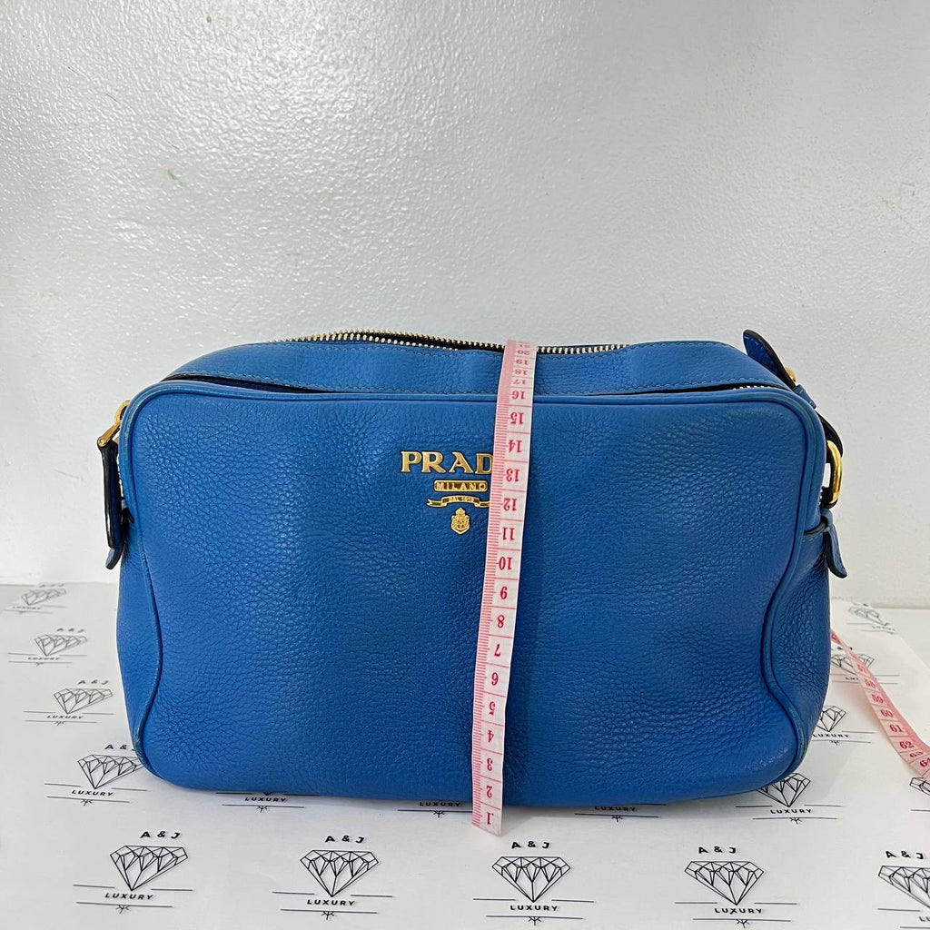 [PRE LOVED] Prada Double Zip in Blue Vitello Phenix Leather GHW