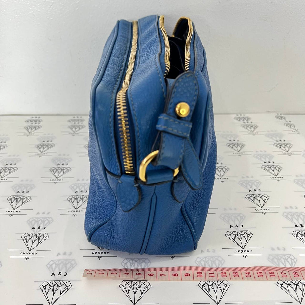 [PRE LOVED] Prada Double Zip in Blue Vitello Phenix Leather GHW