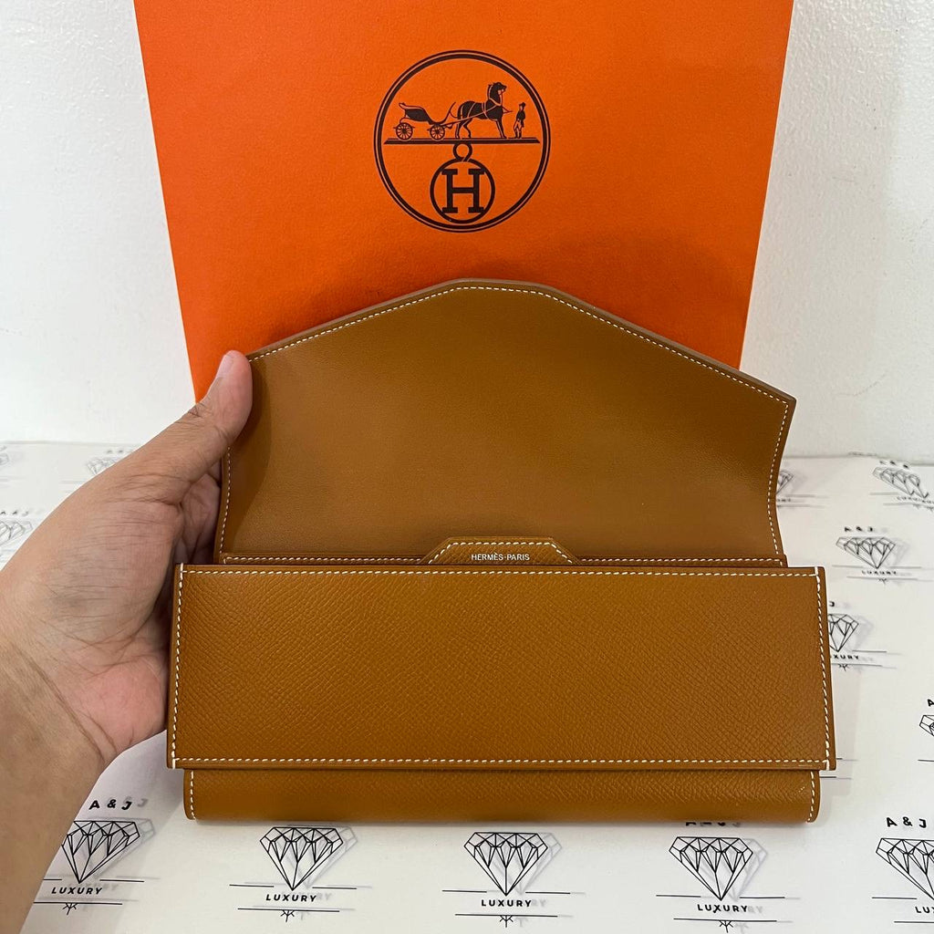 [PRE LOVED] Hermes Passant Long Wallet in Gold Epsom Leather (Stamp A - 2017)