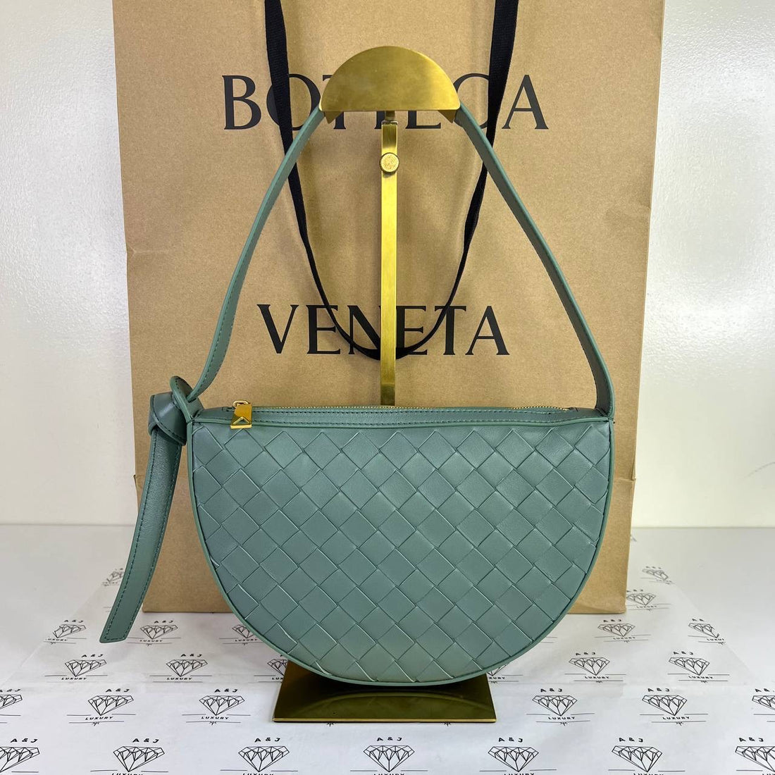 [PRE LOVED] Bottega Veneta Mini Sunrise Shoulder Bag in Green GHW