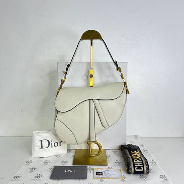 [PRE LOVED] Christian Dior Saddle with Guitar Strap in Latte Grained Calfskin GHW (2020)