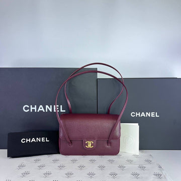 [PRE LOVED] Chanel Small Preppy Coco in Burgundy Caviar Leather Aged Gold HW (microchipped)