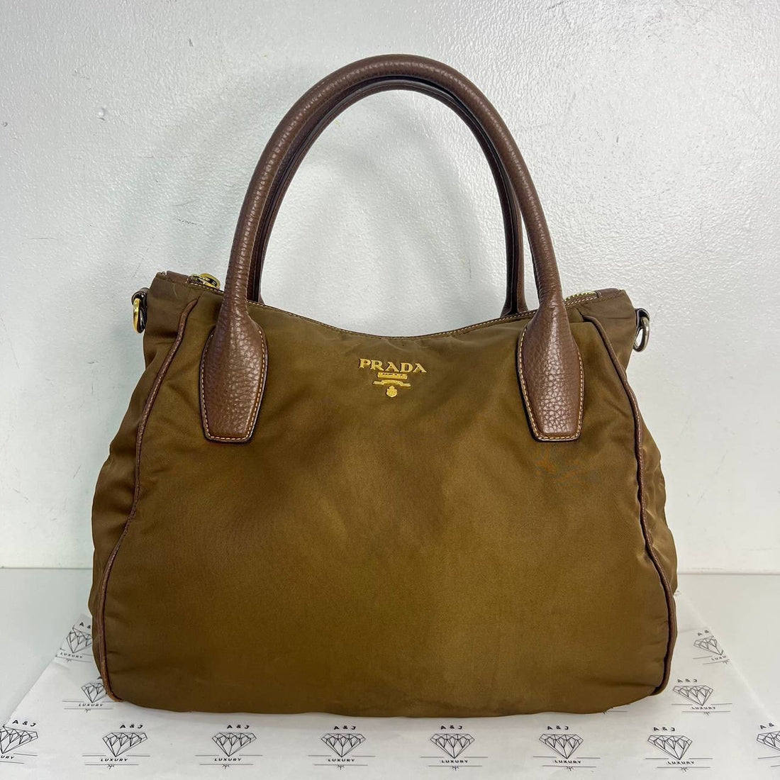 [PRE LOVED] Prada Nylon Tessuto Tote in Brown GHW