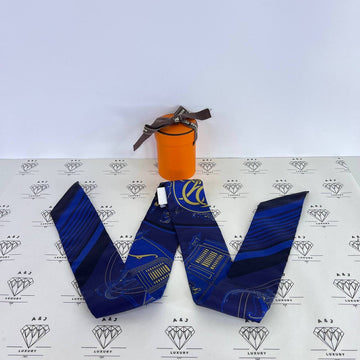 [BRAND NEW] Hermes Twilly in Ex-Libris in Blue Indigo/Noir/Beige