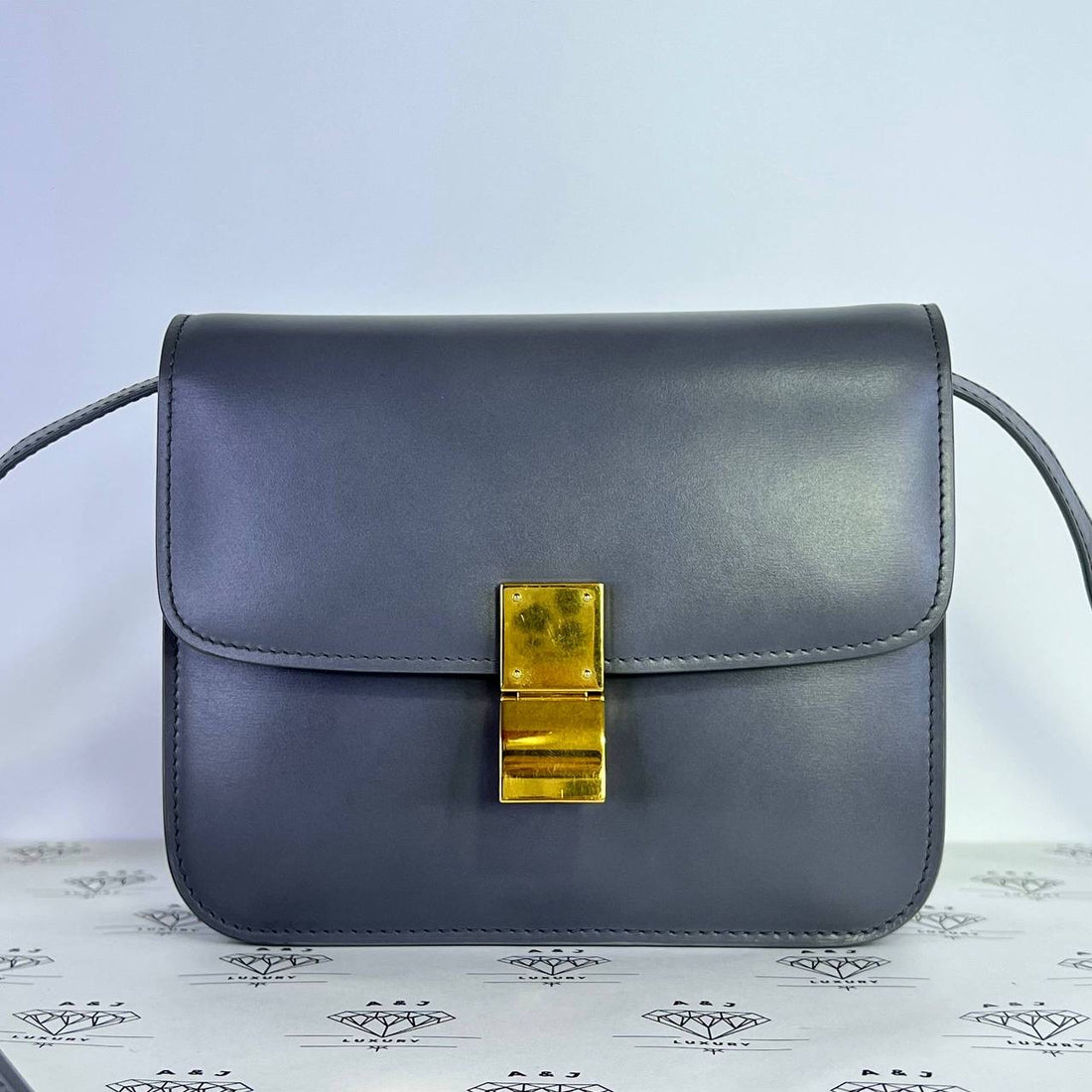 [PRE LOVED] Celine Teen Box Bag in Gray GHW