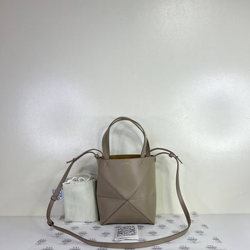 [BRAND NEW] Loewe Mini Puzzle Fold Tote in Taupe Calfskin Leather GHW